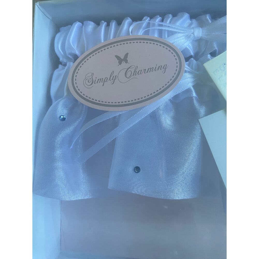 Simply Charming White Satan and Swarovski Elements Garter Set Bride